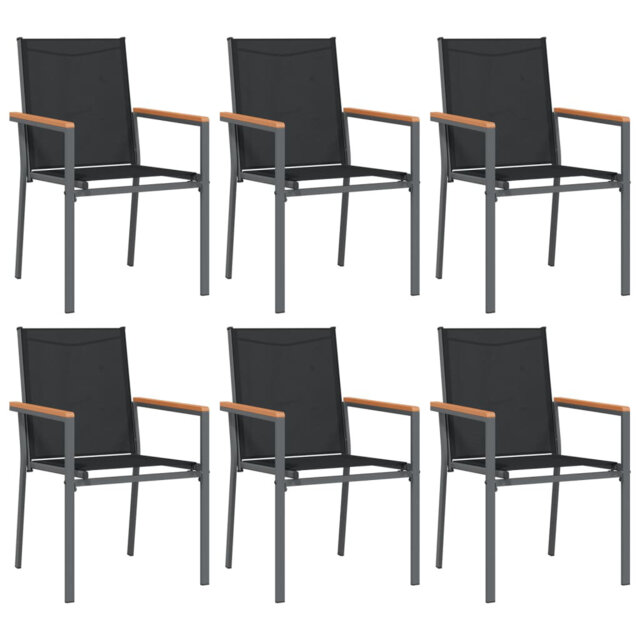 Brayden Studio Garden Chairs 6 Pcs Black 55X61.5X90 Cm PVC-coated polyester And Steel