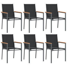 Brayden Studio Garden Chairs 6 Pcs Black 55X61.5X90 Cm PVC-coated polyester And Steel