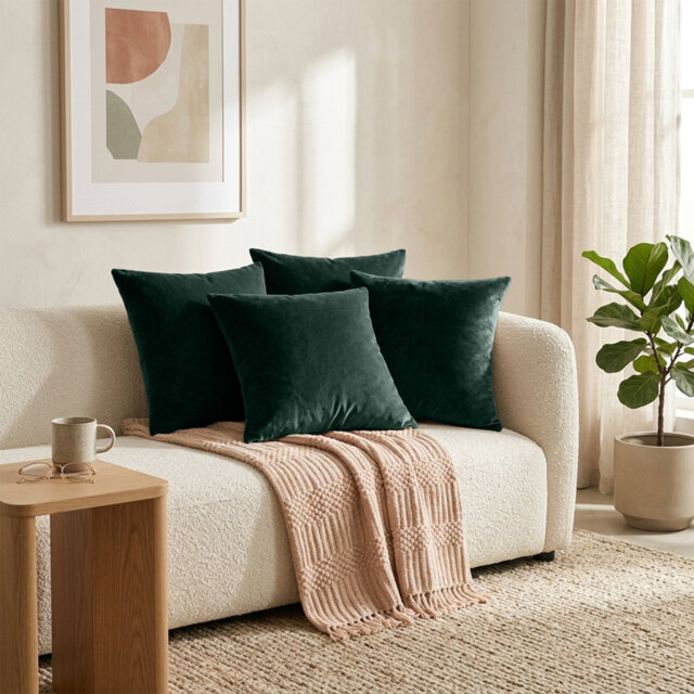 Plain Velvet Cushion Cover-(Pack of 4)