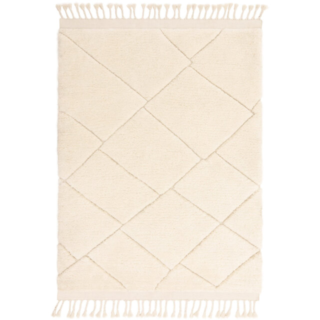 Buckmiller Carved Moroccan Machine Woven Cream Area Rug