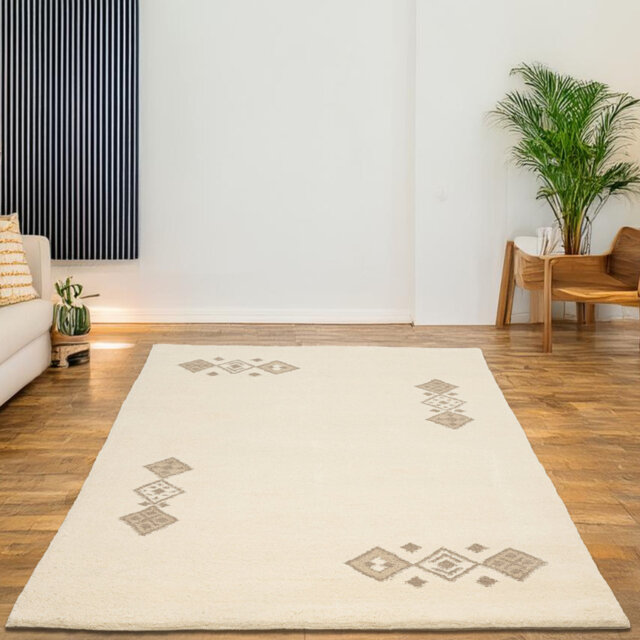 Taza Royal Genuine Berber Hand Knotted Wool Beige/Gray Rug