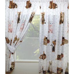 CUTE KITTENS Andreiana Cotton Blend Standard Pencil Pleat Curtain Pair