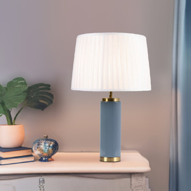 Cylinder 55cm Metal Ceramic look Table Lamp