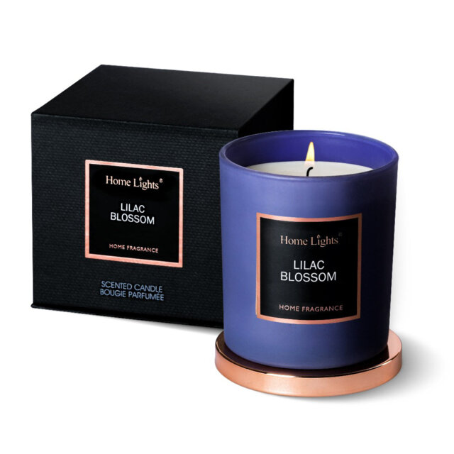 Lilac Blossom Scented Jar Candle with Glass Holder