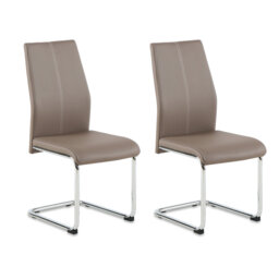 Modern Faux Leather Dining Chair with Chrome Cantilever Base, Set of 2