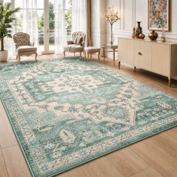 Traditional Veramin Cashmere-Feel Area Rug & Runner, Non-Slip Washable Living Room Carpet