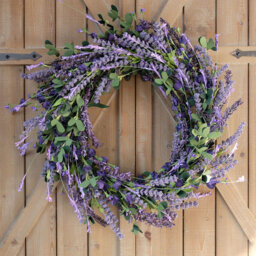 20-inch Lavender Wreath with Greenery, All-Season Floral Decor for Front Door, Wedding, Party.
