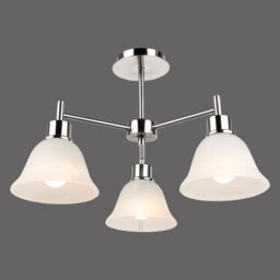 Gatwick 3-Light 52cm Silver Semi Flush Mount Ceiling Light Alabaster Style Glass