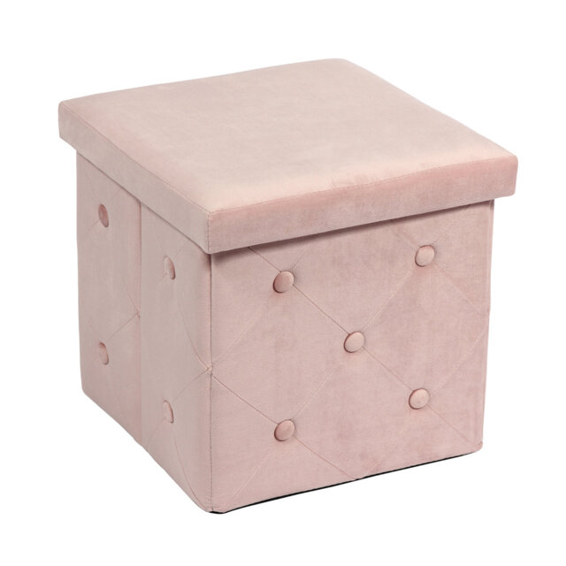 Farview 38cm Wide Velvet Square Ottoman with Storage