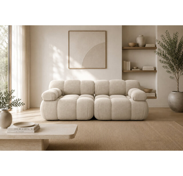 Selia Cloud Loveseat Sofa – Modern Plush Upholstered 2-Seater in Cream