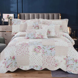 Polyester Patchwork Bedspread with Pillow Shams Included
