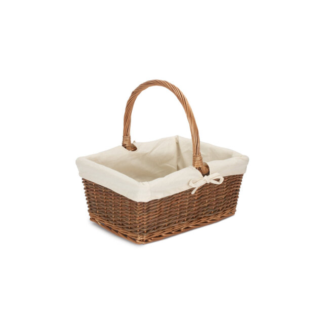 Lily Manor Wicker Unpeeled Willow Shopper Basket with Lining