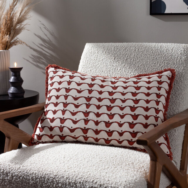 Avery Geometric Chestnut Red Rectangular Cushion