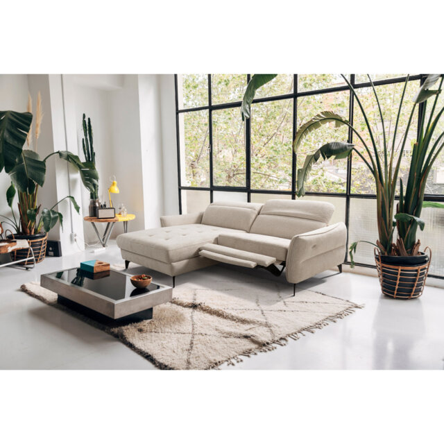 Morpeth Power Reclining Upholstered Corner Sofa in Chenille Fabric with Adjustable Headrests