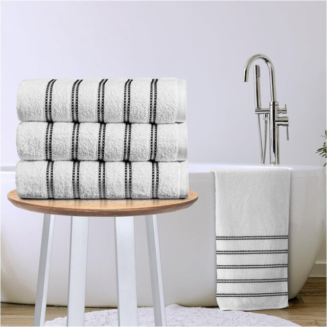 Luxury Cotton Striped Bathroom Towels, Super Soft , Highly Absorbent & Quick Dry â Includes Hand Towels & Bath Sheets