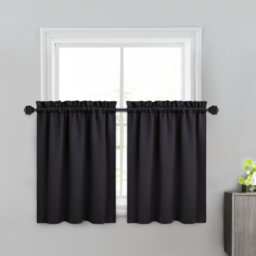 "Blackout Valance Kitchen Curtain – Short Thermal Room Darkening Rod Pocket Cafe Curtain, Noise Reducing & Light Blocking – Easy Care –26""*45""*2"
