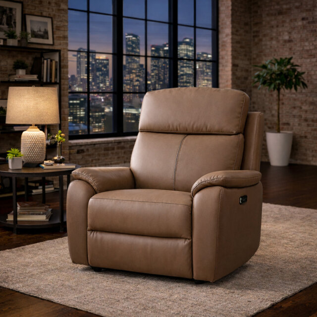 Windsor Powerglide Power Recliner Real Leather Sofa With USB Charging