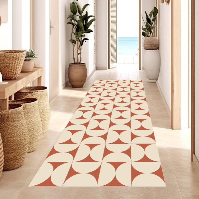 Vinyl Floor Mat for Home, modern style, non-slip PVC, Retro terracota