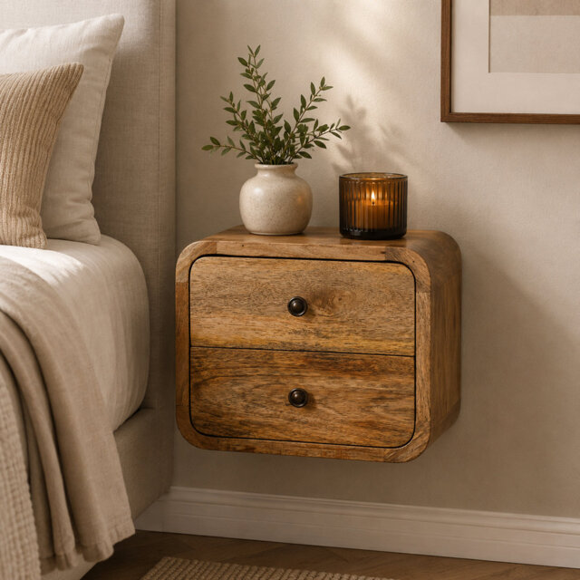 Dentelle 30cm W Solid Wood Bedside Table