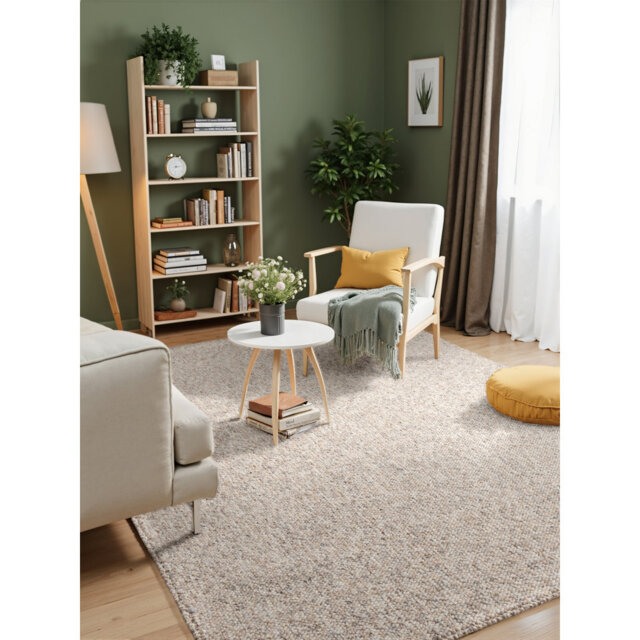 Rocco flat-woven rug by ELLE Decoration - machine washable, wool look, modern, Scandinavian style for living room, bedroom, dining room, hallway