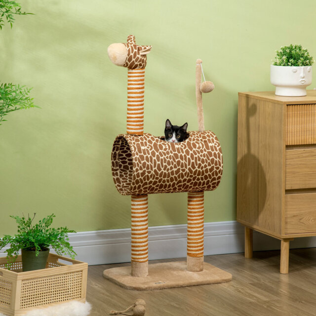 Addre Cat Tree Cute Giraffe for Indoor Cats 485 x 345 x 101cm Beige