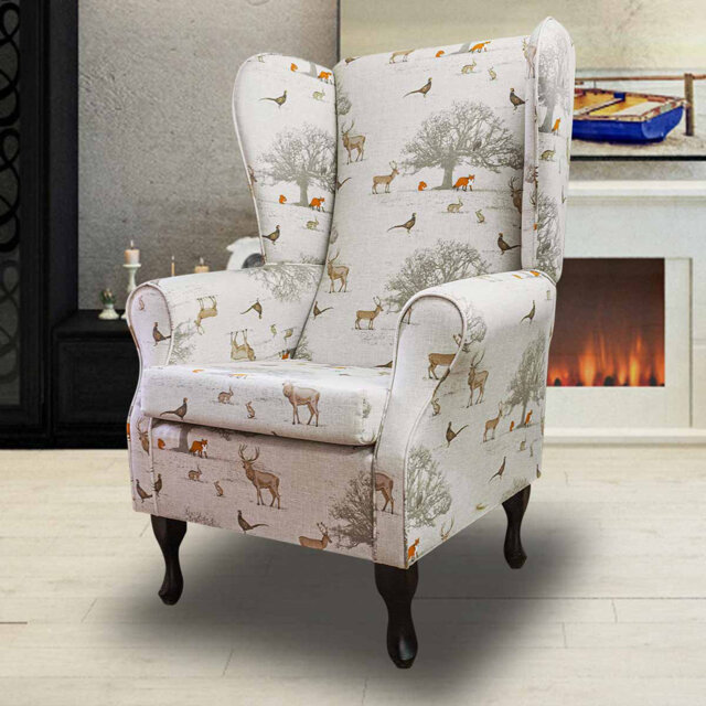 79Cm Wide Cotton Wingback Chair