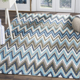 Strock Hand Hooked Cotton Brown/Blue Rug