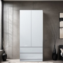 Warren 2 Door 2 Drawer Combi Wardrobe - Matt White Finish, Gloss Doors, Soft-Close Hinges, Scratch-Resistant