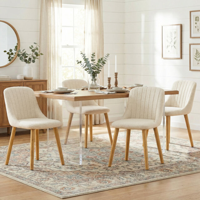 48.5cm H Upholstered Dining Chairs With Wooden Legs