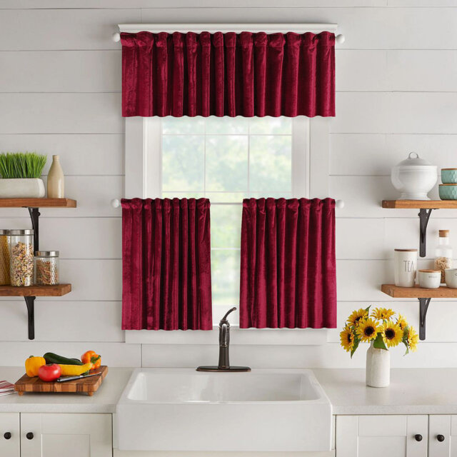Solid Colour Kitchen Curtain