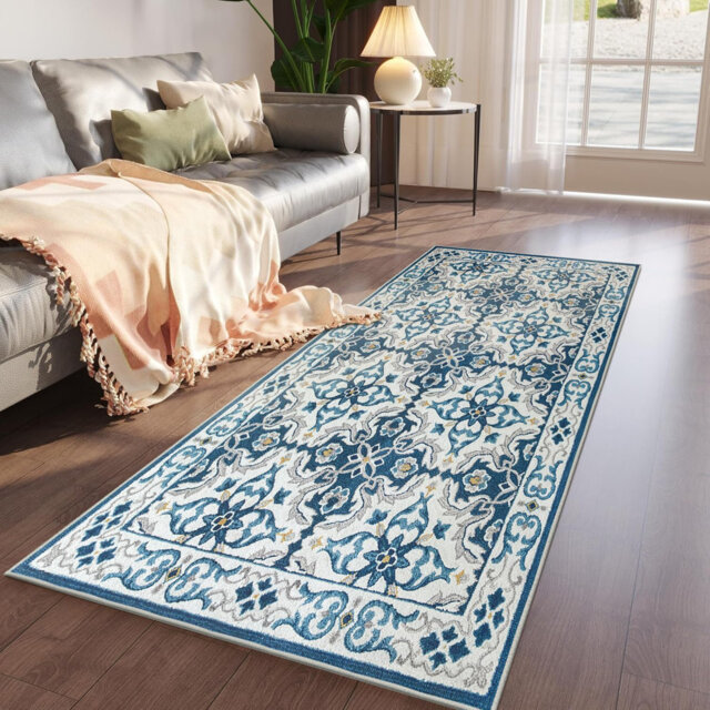 Aspire Homeware Blue Traditional Area Rug Vintage Indoor Carpet