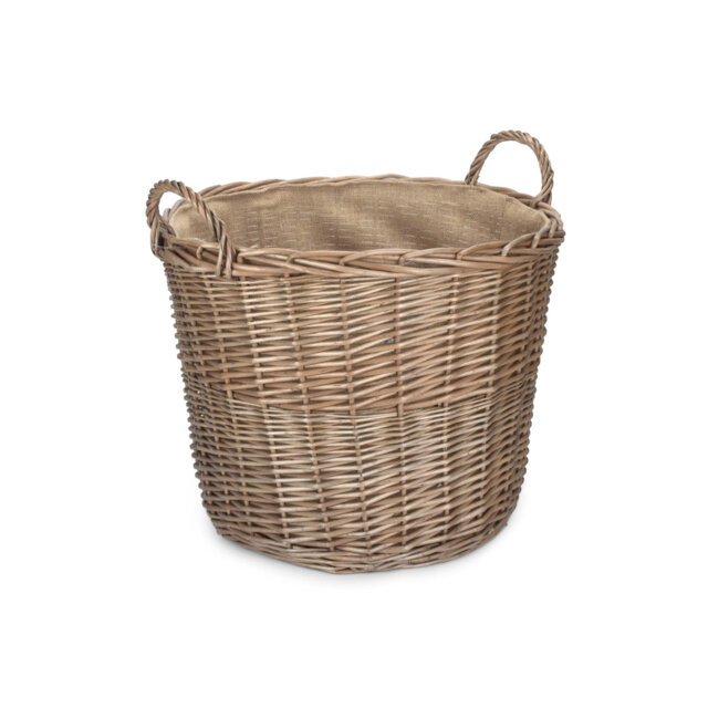 Lily Manor Wickers Chestnut Wash Round Log or Storage Basket