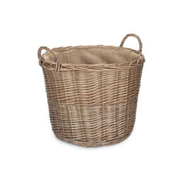 Lily Manor Wickers Chestnut Wash Round Log or Storage Basket