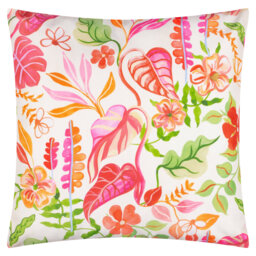 Tropical Bloom Indoor / Outdoor Floral Square Throw Pillow Cover