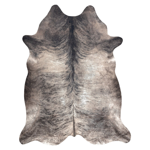 Artificial cowhide and gray leather rug
