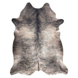Artificial cowhide and gray leather rug