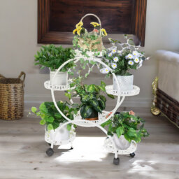Ayzlyn Round Metal Indoor Outdoor Plant Stand Organiser With 6 Tiers