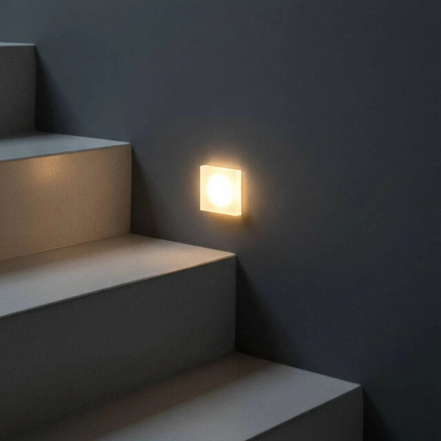 UltraBeam Square 1 Watt Mini Recessed Indoor Wall Light - Step and Stair Riser Light  Sandblasted Finish