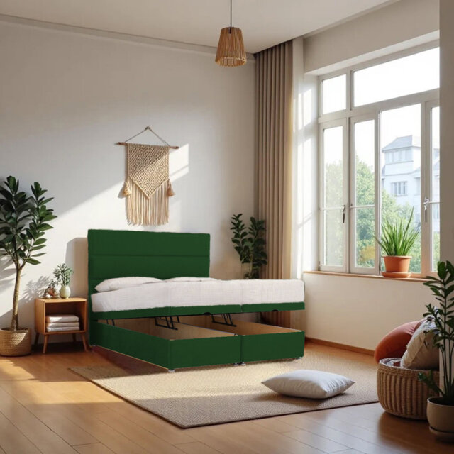 Upholstered Divan Bed with Mattress