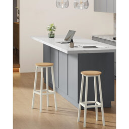 Bar Stools Set Of 2, Kitchen Stools, Bar Chairs With Metal Frame And Footrest, Easy To Assemble, 74 Cm High, For Kitchen, Living Room, Dining Room