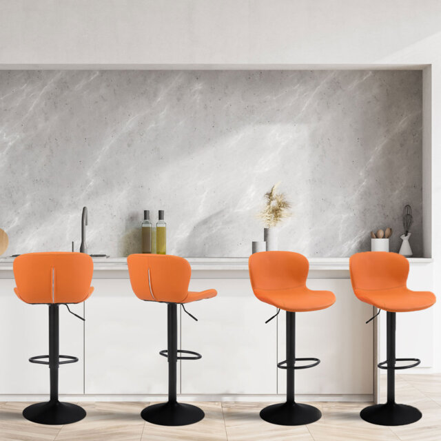 Swivel Upholstered Adjustable Height Counter Stool with Metal Frame