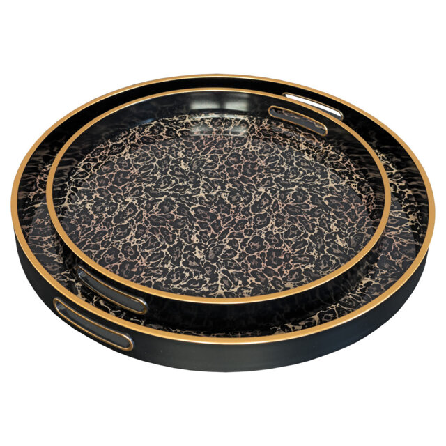 LLB - Round tray-set of 2 - Roxy Leopard