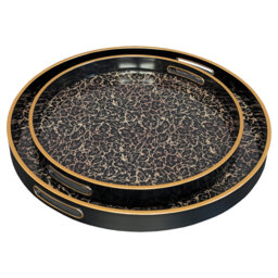 LLB - Round tray-set of 2 - Roxy Leopard