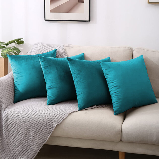 Square Luxury Velvet Throw Cushion Covers for sofa, couch set of 4