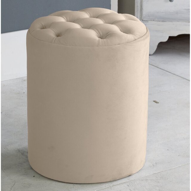 Henthorn 28 cm W Velvet Tufted Round Ottoman