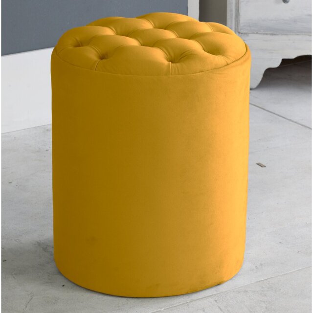 Henthorn 28cm Wide Velvet Tufted Round Solid Colour Pouffe Ottoman