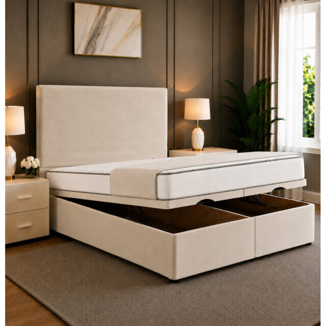 Hugo Divan Ottoman Storage Bed Frame with Floor Standing Headboard