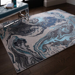 Aurora AU18 Ocean Metallic Blue Area Rug