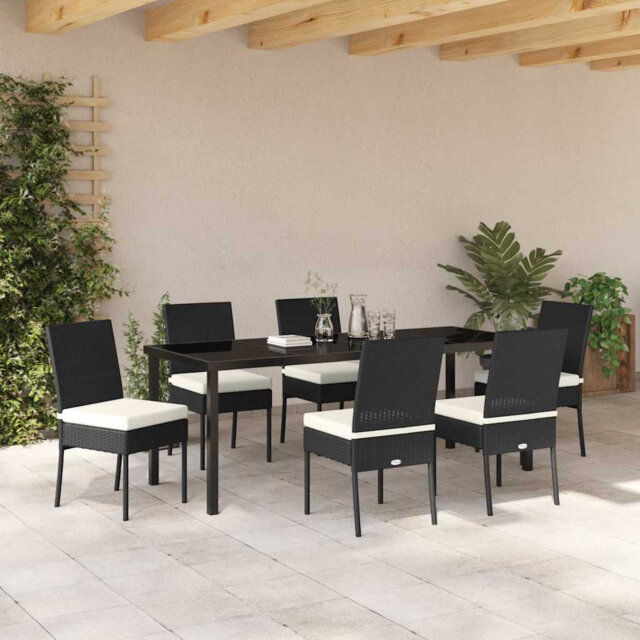 Garden Dining Set Powder-Coated Steel Outdoor Furniture Poly Rattan