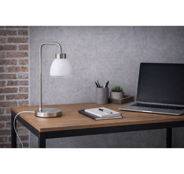Alakai 41cm Desk Arch Metal Table Lamp with Glass Shade